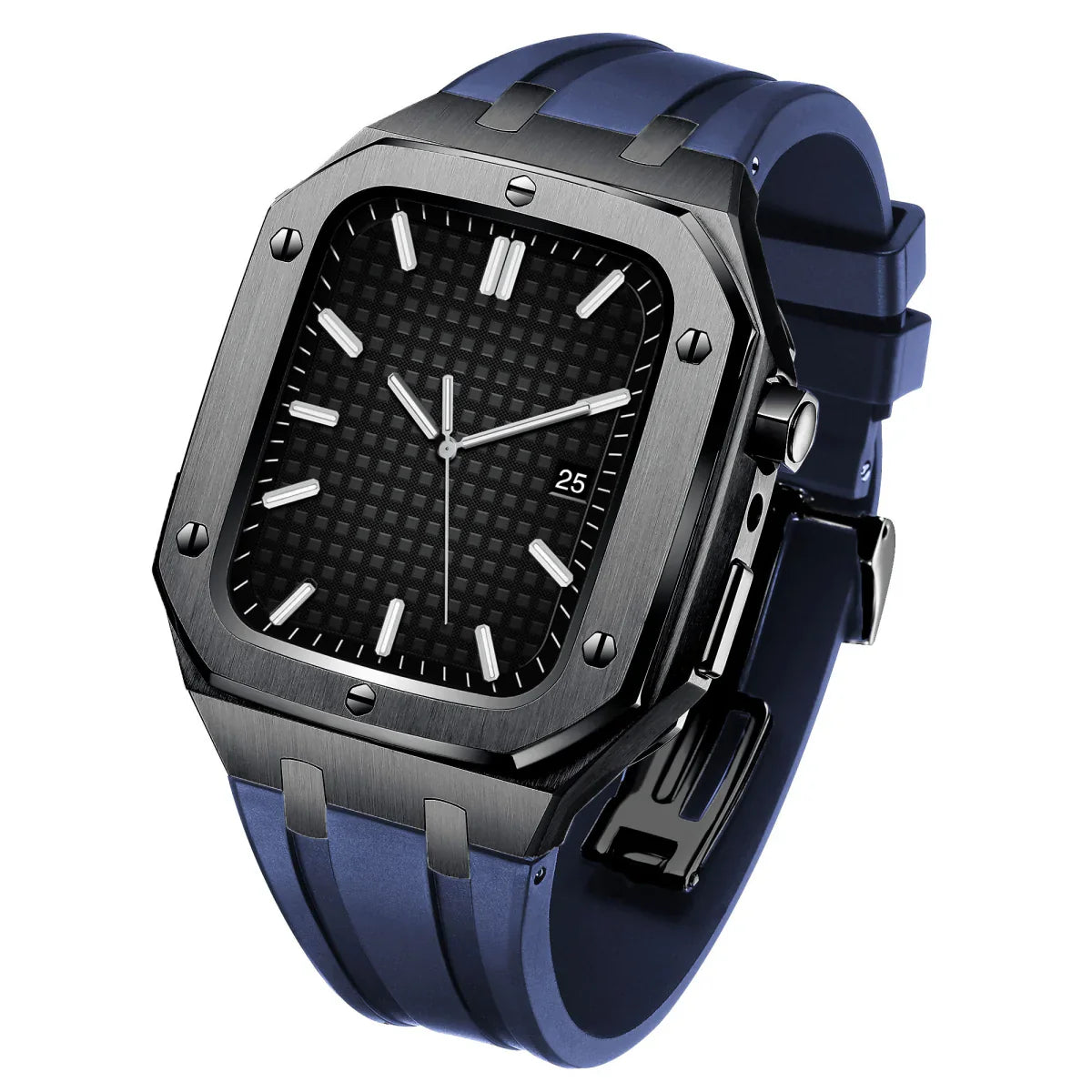 Royaleva AP9009 Silicone Band 316L Stainless Steel Case Retrofit Kit For Apple Watch