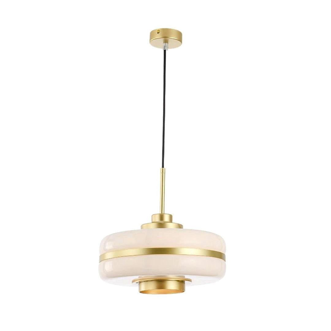 RoyaleGlow Modern Opal Glass & Brass Pendant Light - Elegant Ceiling Fixture-Royale Basic