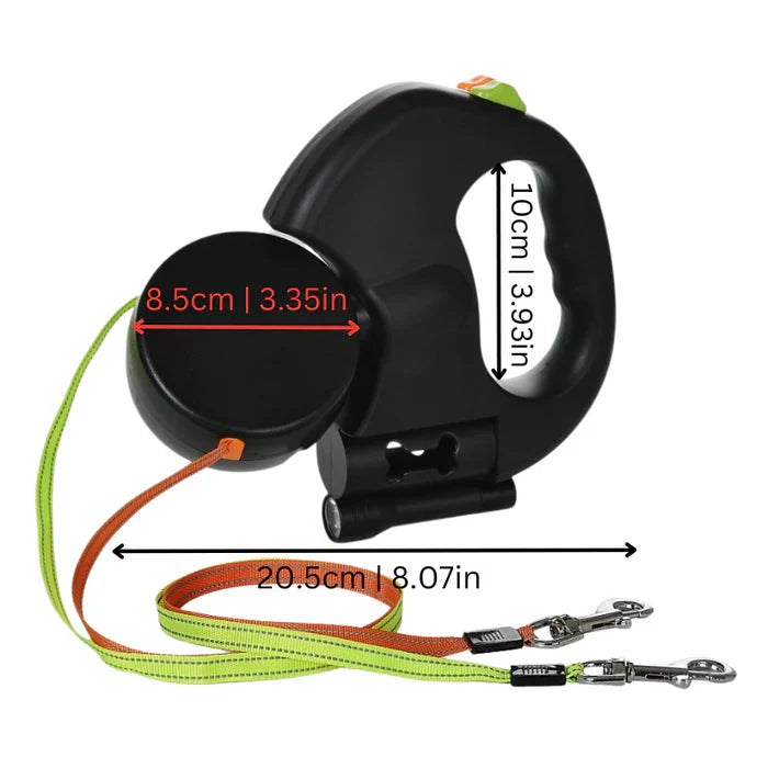 Luxora Dual Dog Leash - TangleFree - LED Light & 360 Swivel