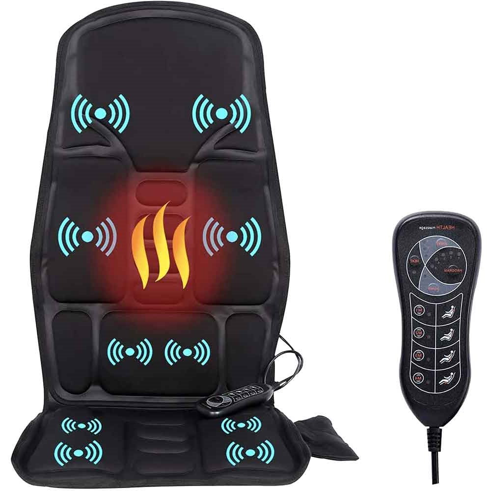 RoyaleGlow 8 Mode Massage Chair Pad With Heated Back Neck Cushion For Car & Home