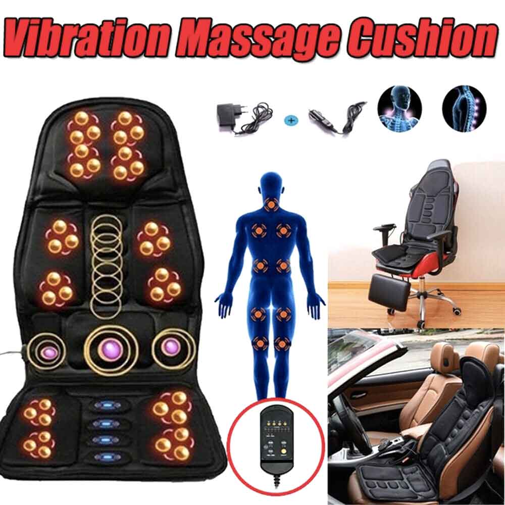 RoyaleGlow 8 Mode Massage Chair Pad With Heated Back Neck Cushion For Car & Home
