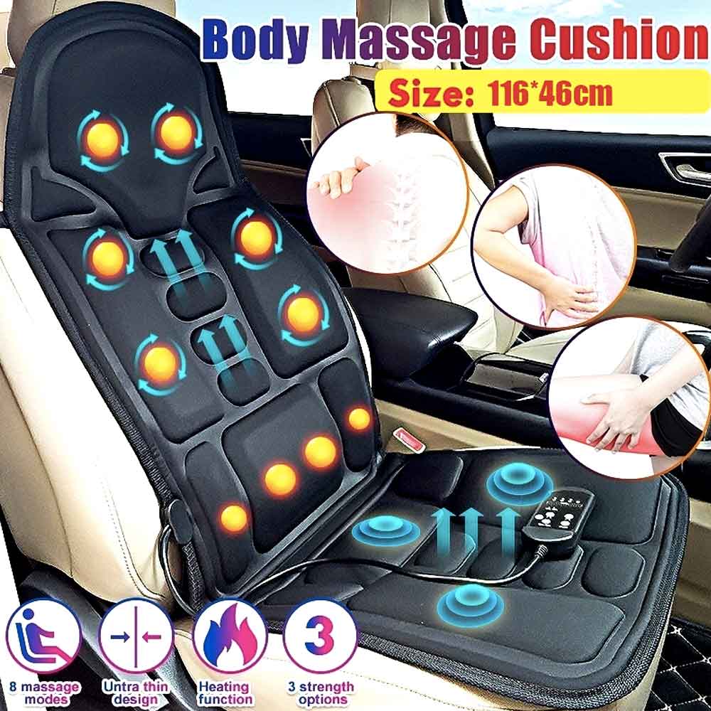 RoyaleGlow 8 Mode Massage Chair Pad With Heated Back Neck Cushion For Car & Home