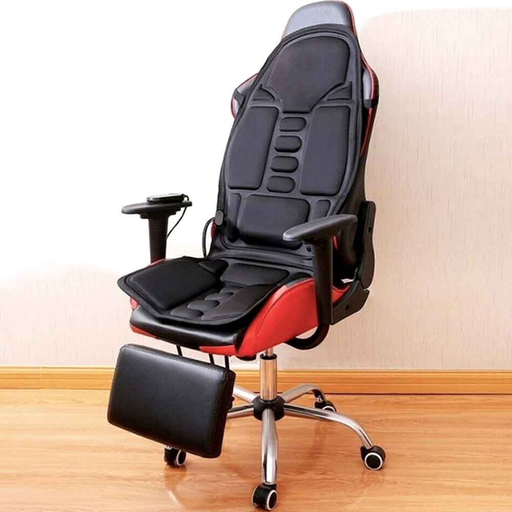 RoyaleGlow 8 Mode Massage Chair Pad With Heated Back Neck Cushion For Car & Home