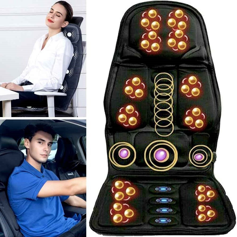 RoyaleGlow 8 Mode Massage Chair Pad With Heated Back Neck Cushion For Car & Home