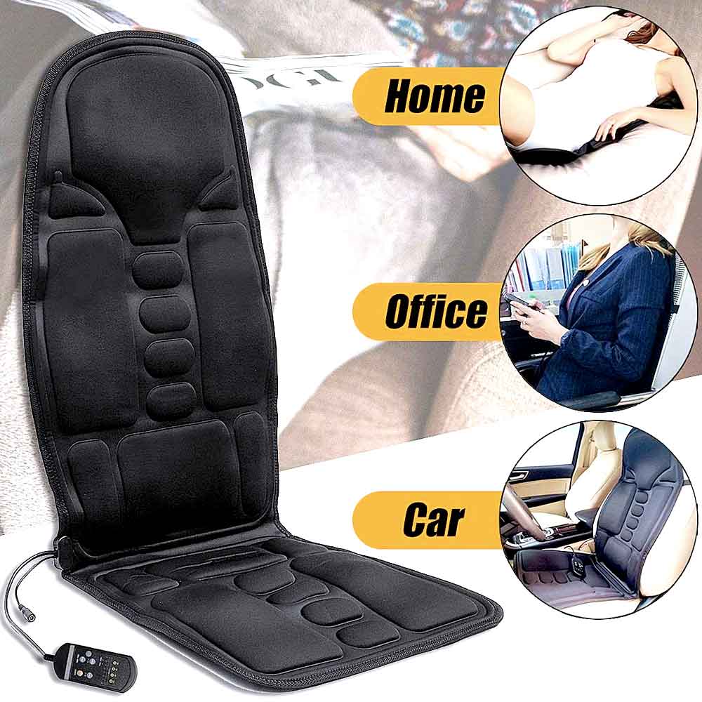 RoyaleGlow 8 Mode Massage Chair Pad With Heated Back Neck Cushion For Car & Home