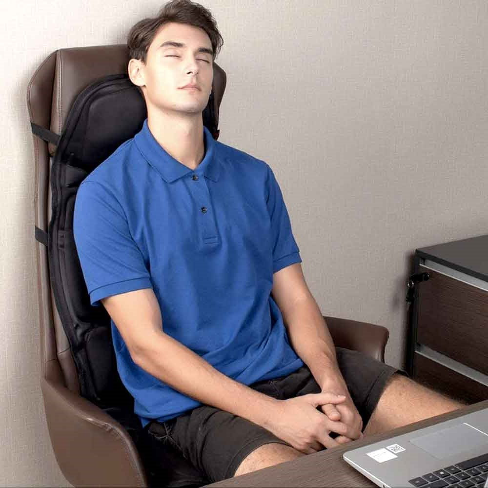 RoyaleGlow 8 Mode Massage Chair Pad With Heated Back Neck Cushion For Car & Home
