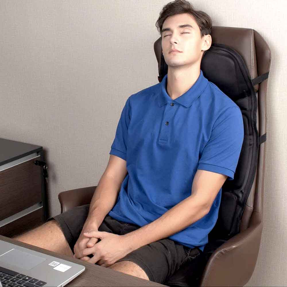 RoyaleGlow 8 Mode Massage Chair Pad With Heated Back Neck Cushion For Car & Home