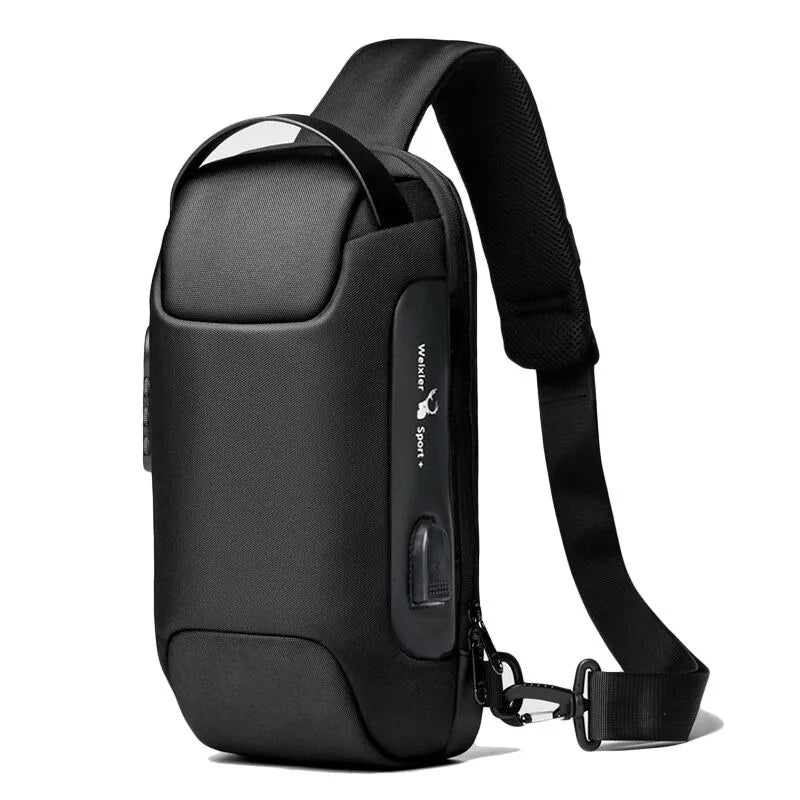 Men'S Usb Crossbody Bag Anti-Theft Shoulder Bags Waterproof Oxford Waist Bag Multifunction Short Travel Messenger Chest Pack 12