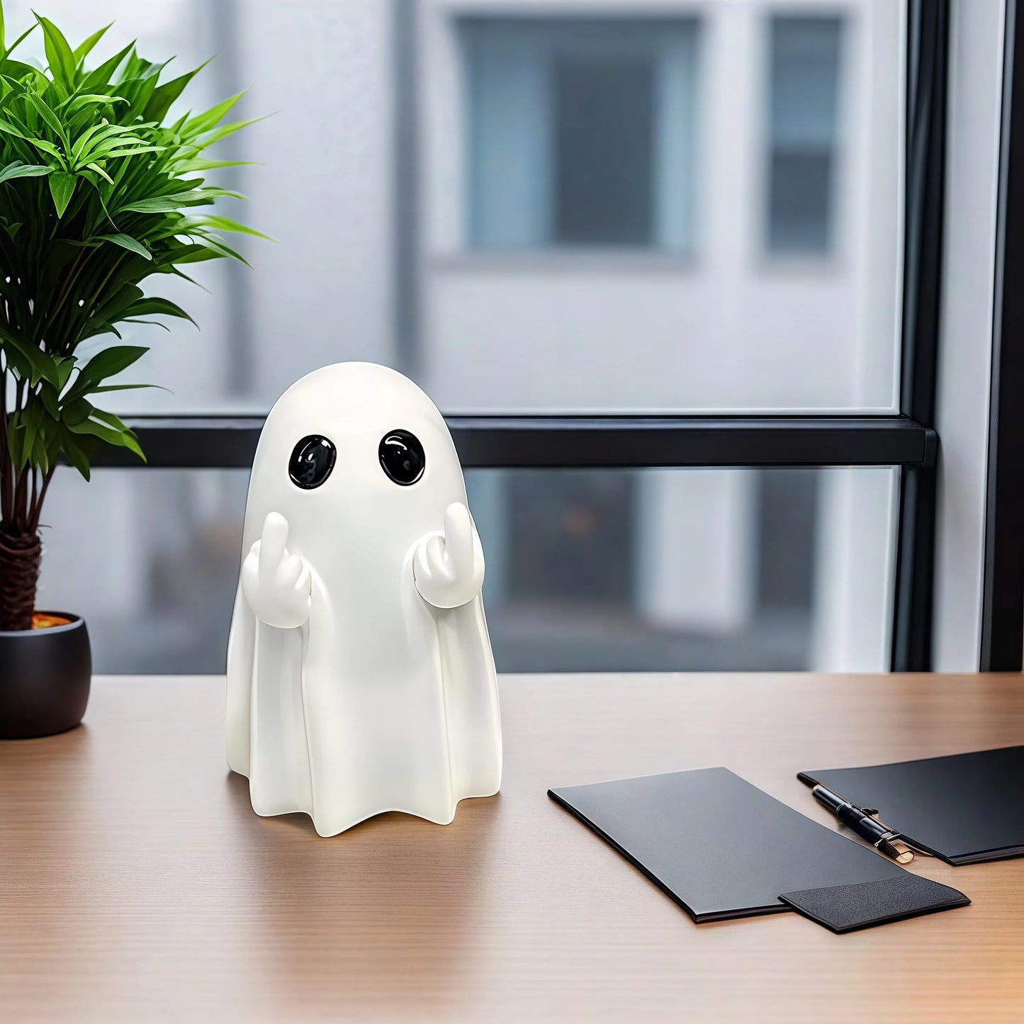 Middle Finger Cute Ghost Statue, Ghosts Small Scary Ghost Figurines, Halloween Home Decorations, Coffee Table Centerpieces Shelf 4