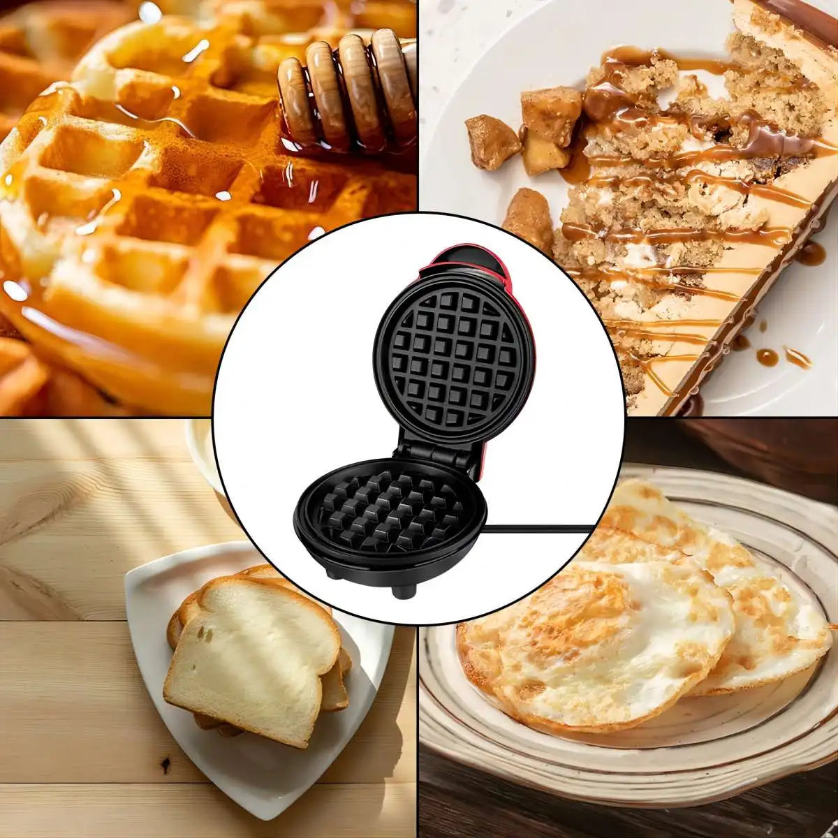 Mini Multifunctional Electric Waffle Maker, Sandwich Cake Oven, Breakfast Mold, Kitchen Supplies, Cooking Utensils 2