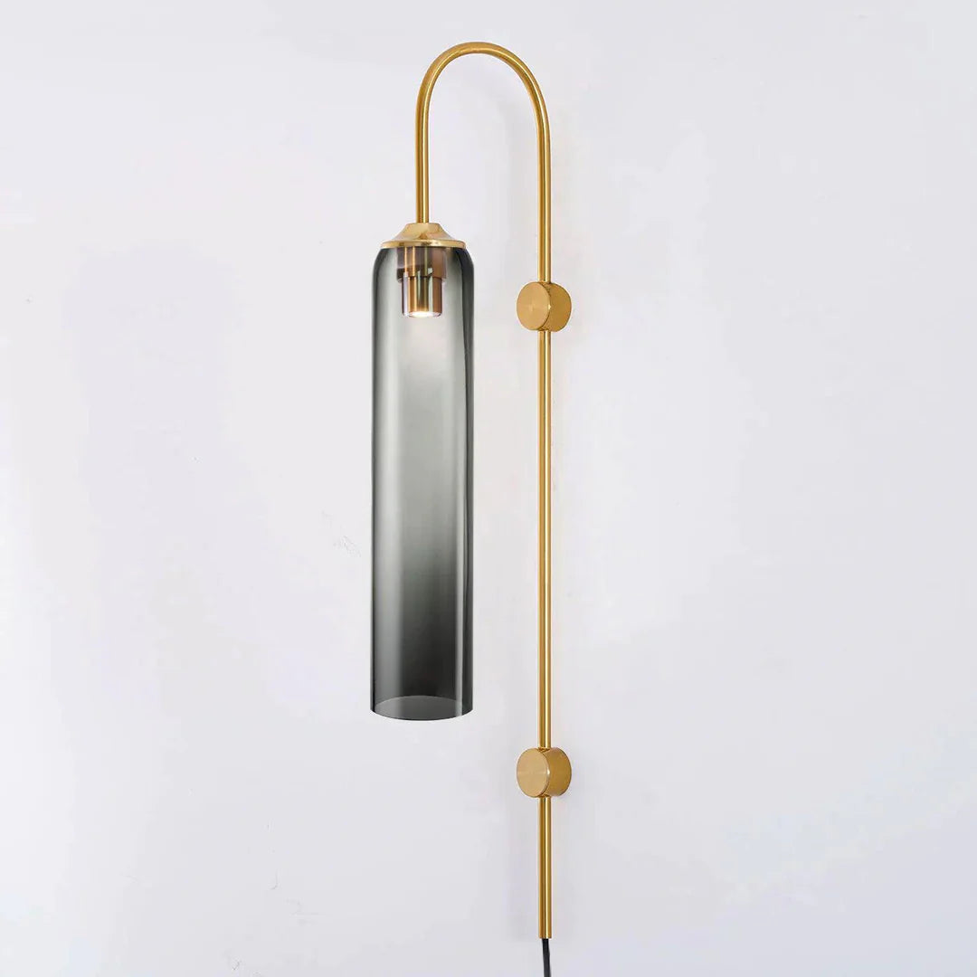 RoyaleGlow Modern Plug-In Wall Sconce with Hand-Blown Teal Glass Shade