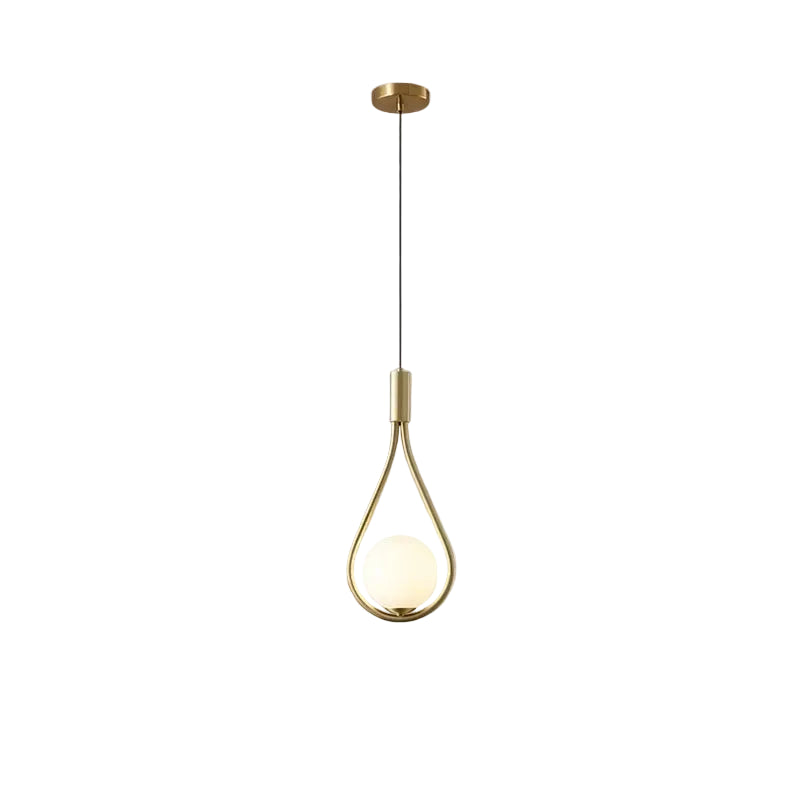 RoyaleGlow Modern Droplet Pendant Light Gold Finish Minimalist Globe Hanging Lamp