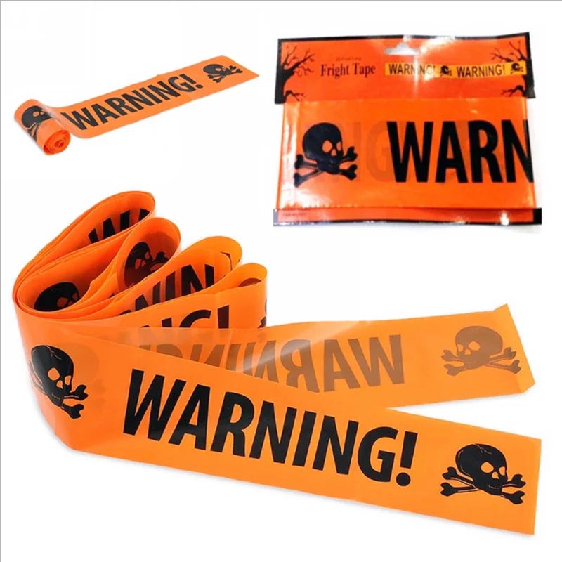 NEW 1PC Halloween Props Window Prop Warning line Plastic Skull Head Warning Tape Signs Halloween Decoration Witch Balloons lot 0