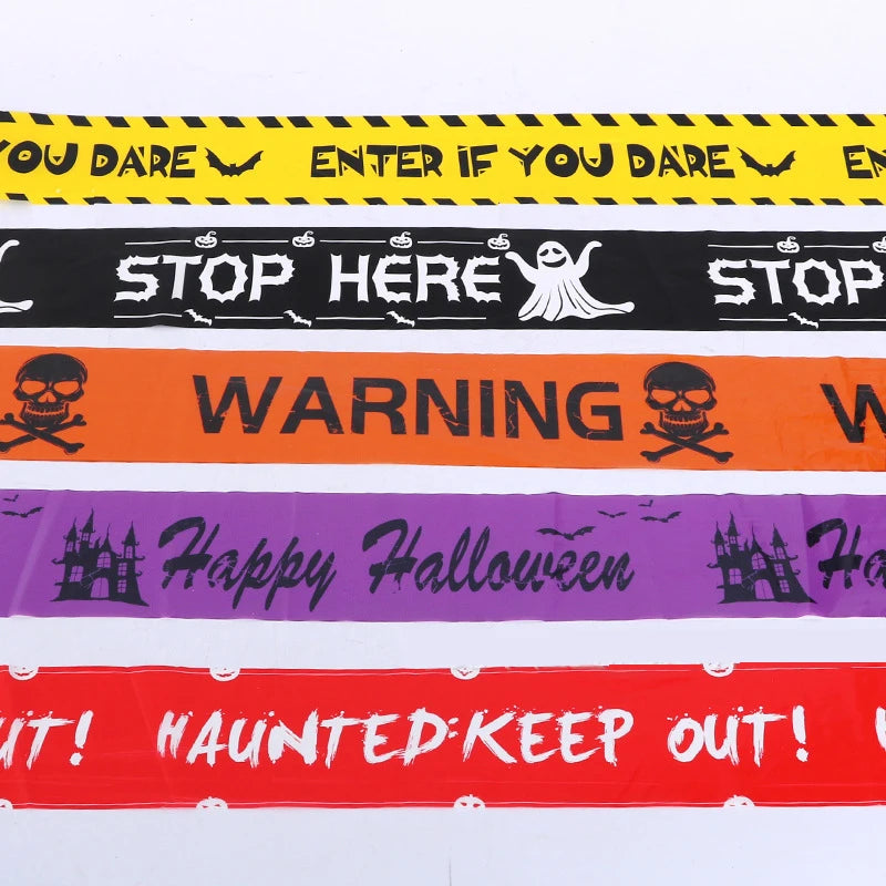 NEW 1PC Halloween Props Window Prop Warning line Plastic Skull Head Warning Tape Signs Halloween Decoration Witch Balloons lot 1