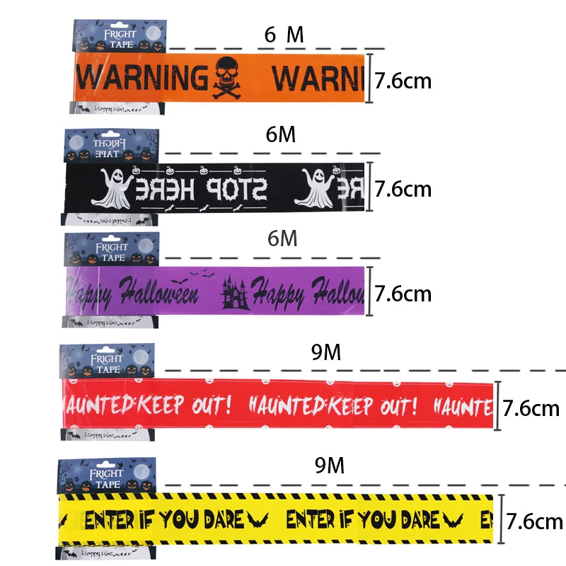 NEW 1PC Halloween Props Window Prop Warning line Plastic Skull Head Warning Tape Signs Halloween Decoration Witch Balloons lot 2