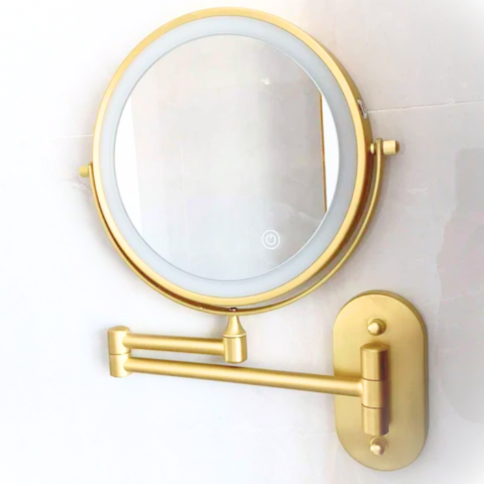 RoyaleGlow Lightup Make-Up Mirror - Touch Control with Dual Magnification - Gold
