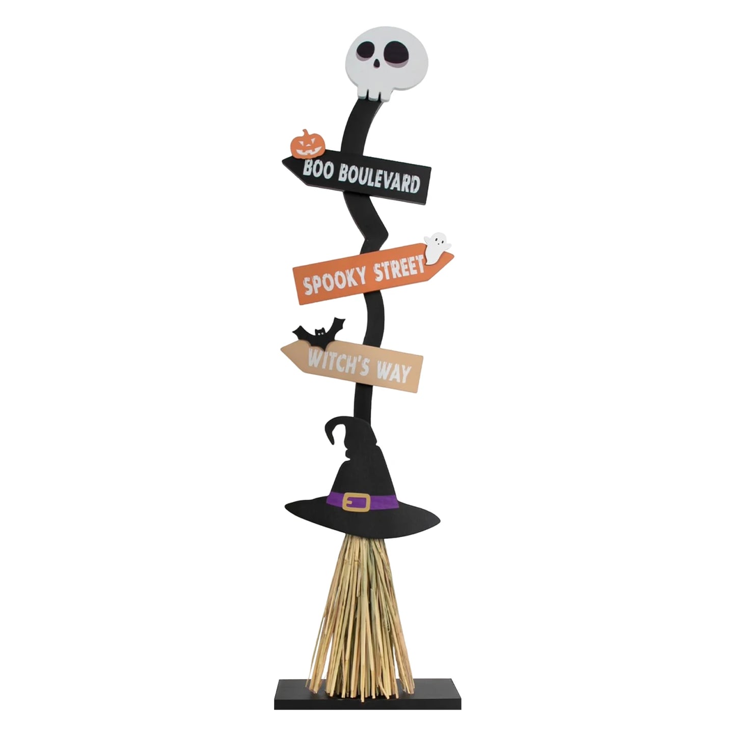 New Halloween Wooden Witch Broom Porch Yard Holiday Atmosphere Decorative Props Ghostly Witch Decoration Festival Gift 4