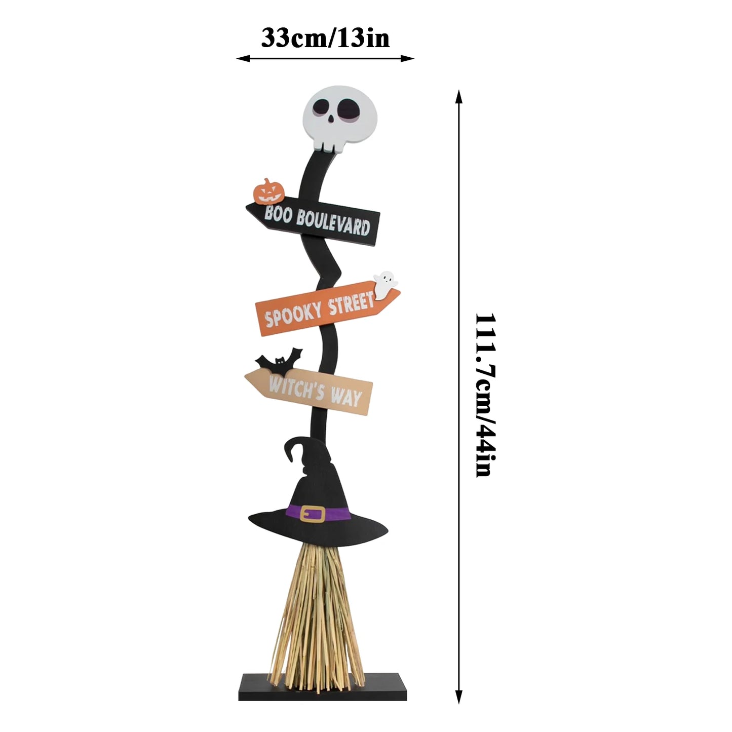 New Halloween Wooden Witch Broom Porch Yard Holiday Atmosphere Decorative Props Ghostly Witch Decoration Festival Gift 5