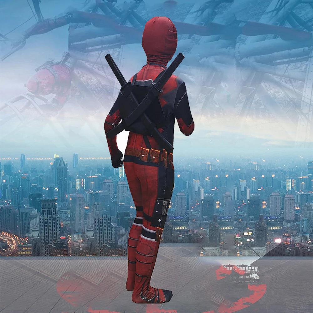 New Movie Character Role Play Costume Superhero Deadpool Costume Mask Sword Bag Suits Halloween Party Cosplay Jumpsuit 3D Style 1