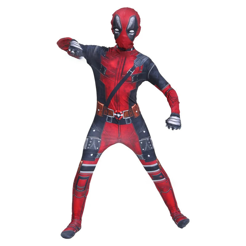 New Movie Character Role Play Costume Superhero Deadpool Costume Mask Sword Bag Suits Halloween Party Cosplay Jumpsuit 3D Style 6