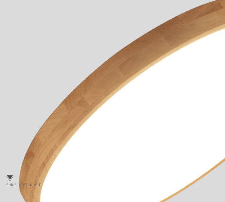 RoyaleGlow Nordic Wood Round Ultra-Thin LED Flush Mount Ceiling Light
