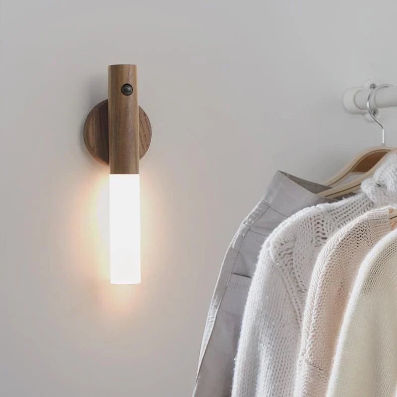 Royaleva Modern Torch Motion Light - Motion Sensor, Magnetic Wall-Mount, Rechargeable - Walnut