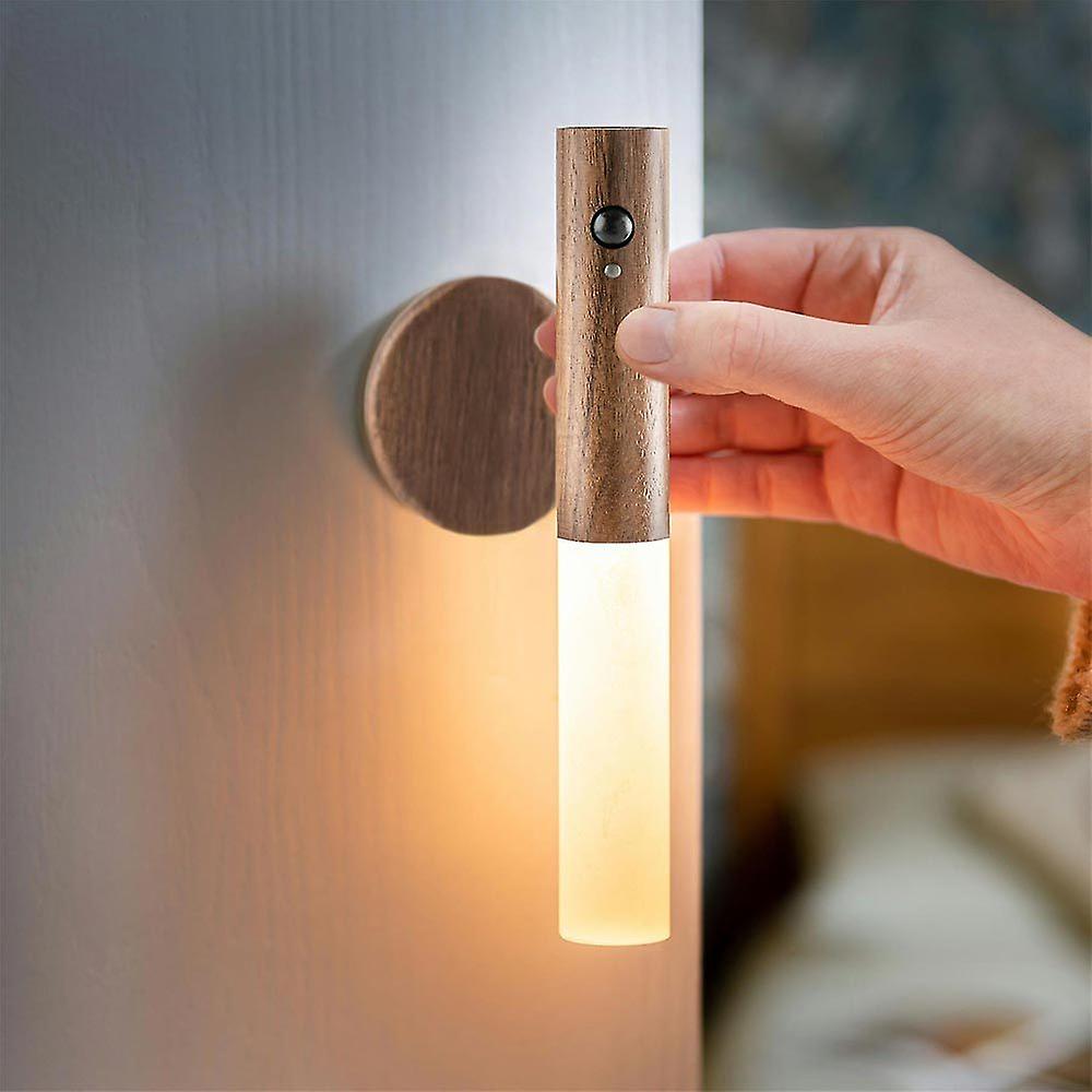 Royaleva Modern Torch Motion Light - Motion Sensor, Magnetic Wall-Mount, Rechargeable - Walnut