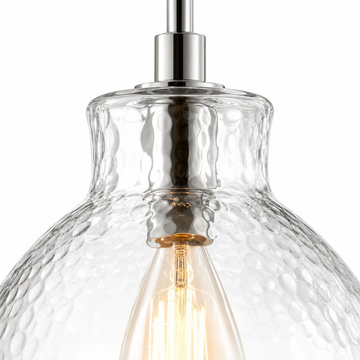 RoyaleGlow Farmhouse Hammered Glass Pendant Light for Kitchen Island