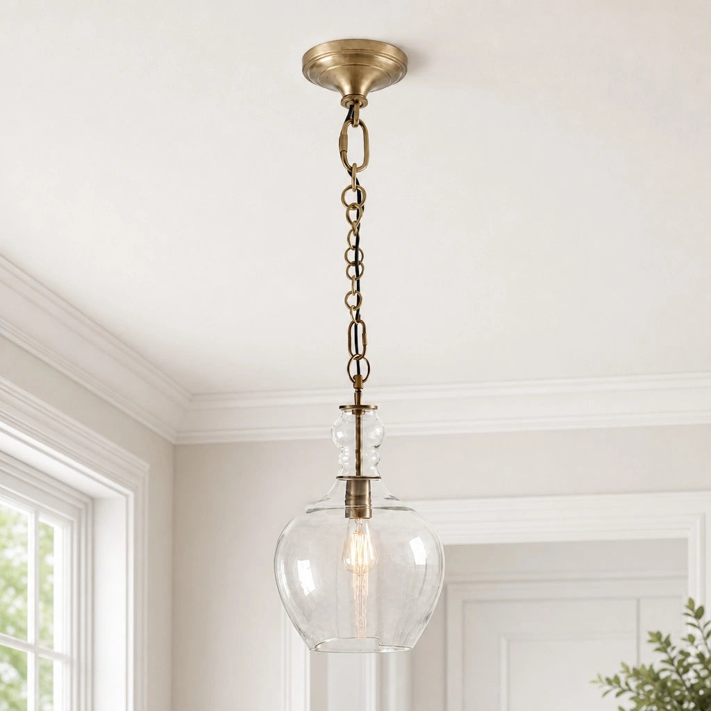 Orvyn Industrial Clear Glass Pendant Light 12