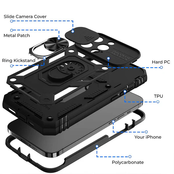 Royaleva Magnetic Phone Case with Kickstand and Camera Cover