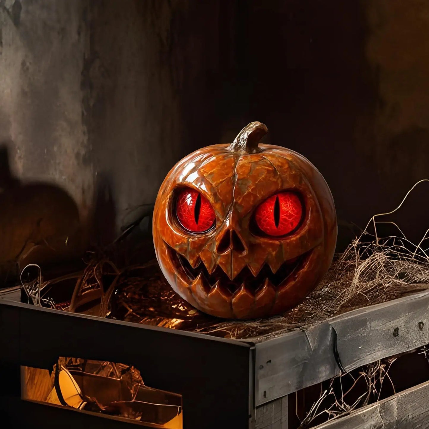 Pumpkin Desk Ornament Halloween Pumpkin Statue Red-Eyed Showcase Figurines for Desktop Mantel Dining Table Entryway 5