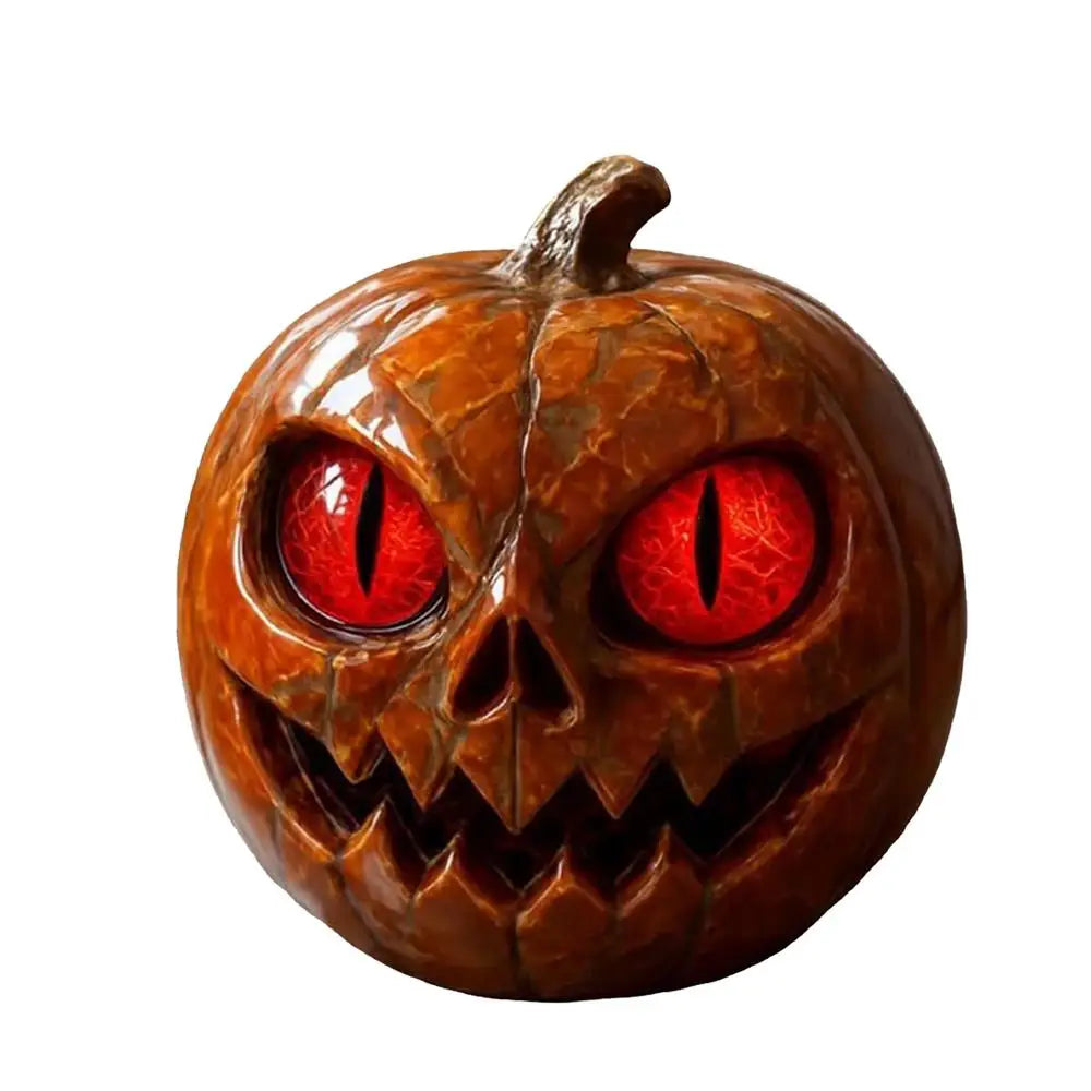 Pumpkin Desk Ornament Halloween Pumpkin Statue Red-Eyed Showcase Figurines for Desktop Mantel Dining Table Entryway 6