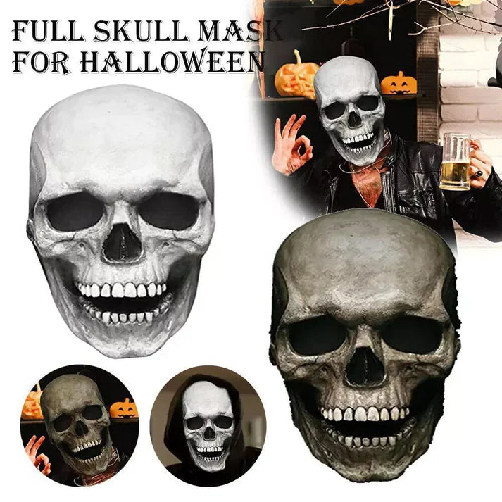 RoyaleGlow Movable Jaw Realistic Full Head Skull Mask - Human Skeleton Mask for Halloween Party