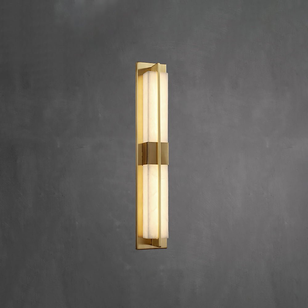 Royelux Modern Alabaster Brass Wall Sconce - Elegant Rectangular LED Lighting for Home