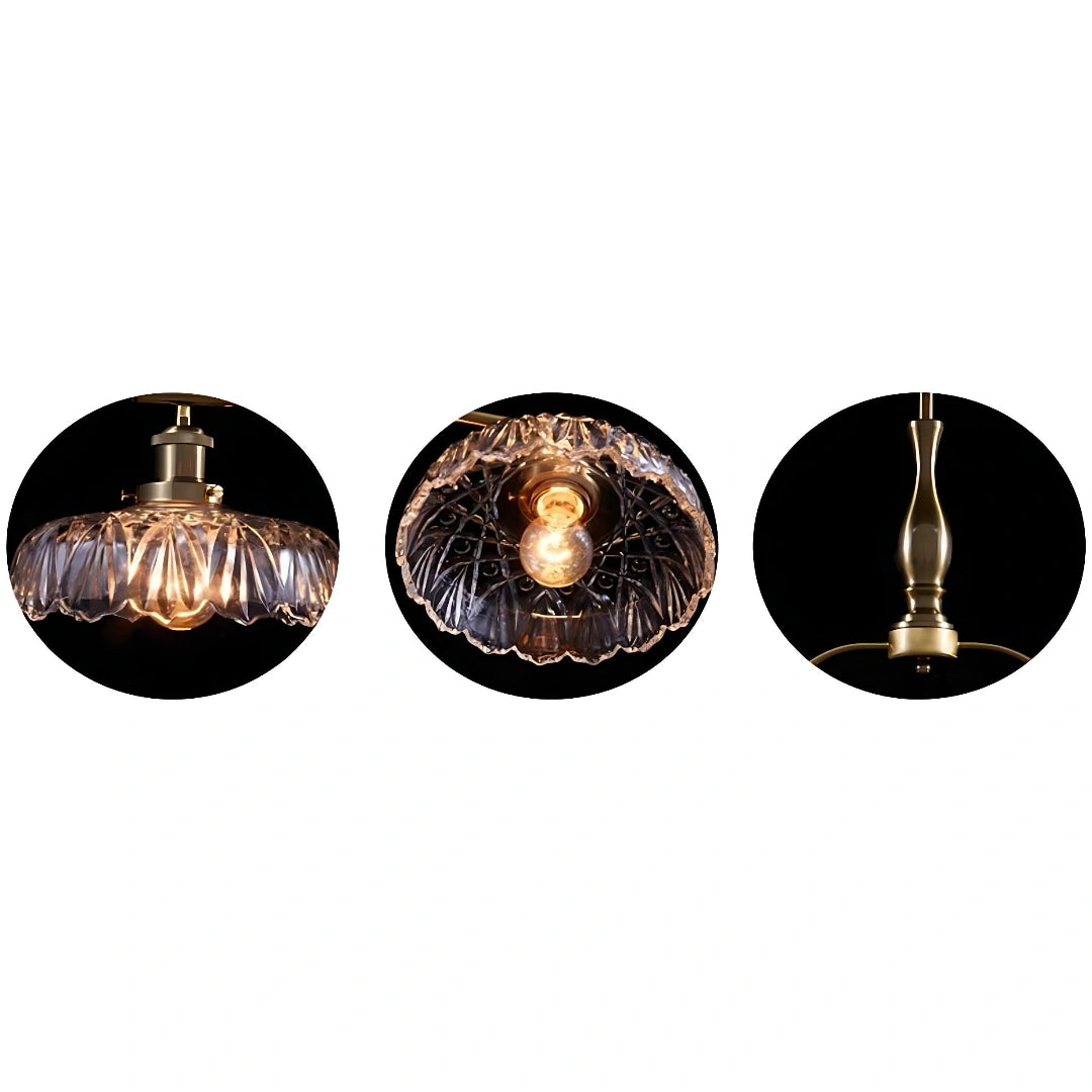 Rowan Vintage Textured Glass 3-Light Chandelier 8