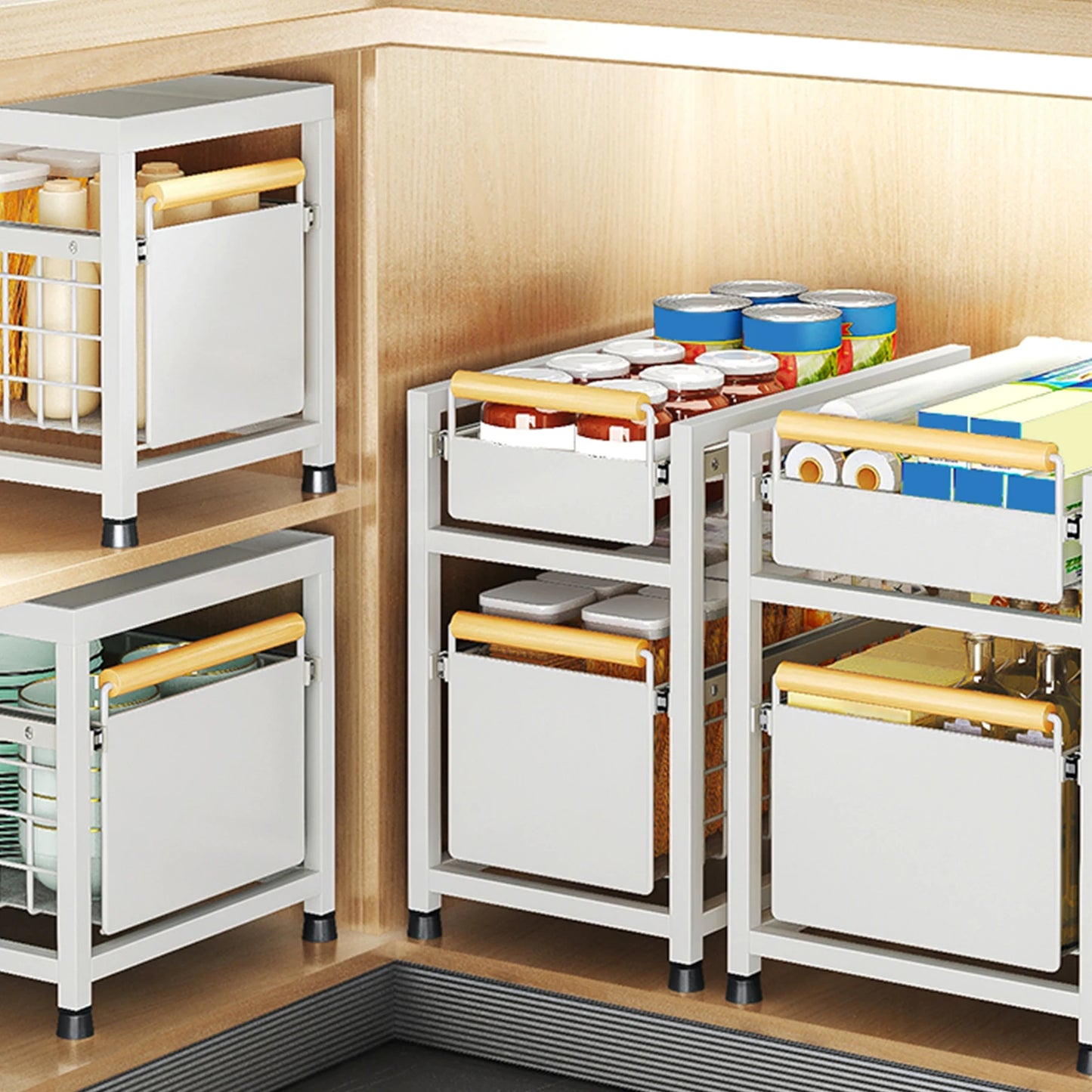 Royallure 2-Tier Under Sink Organizer – Slide-Out Kitchen Storage Rack for Pantry Organization and Spice Storage 0