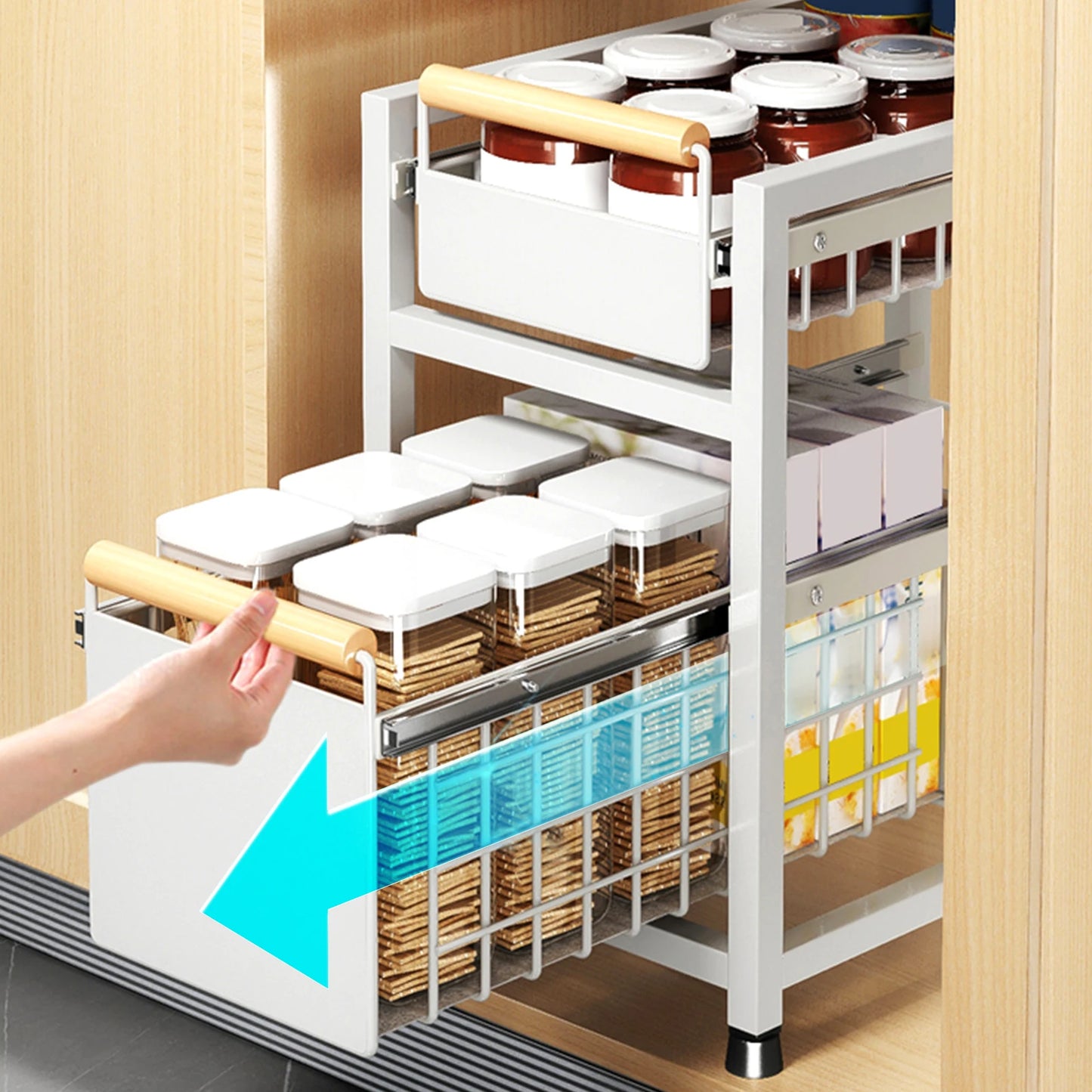 Royallure 2-Tier Under Sink Organizer – Slide-Out Kitchen Storage Rack for Pantry Organization and Spice Storage 2