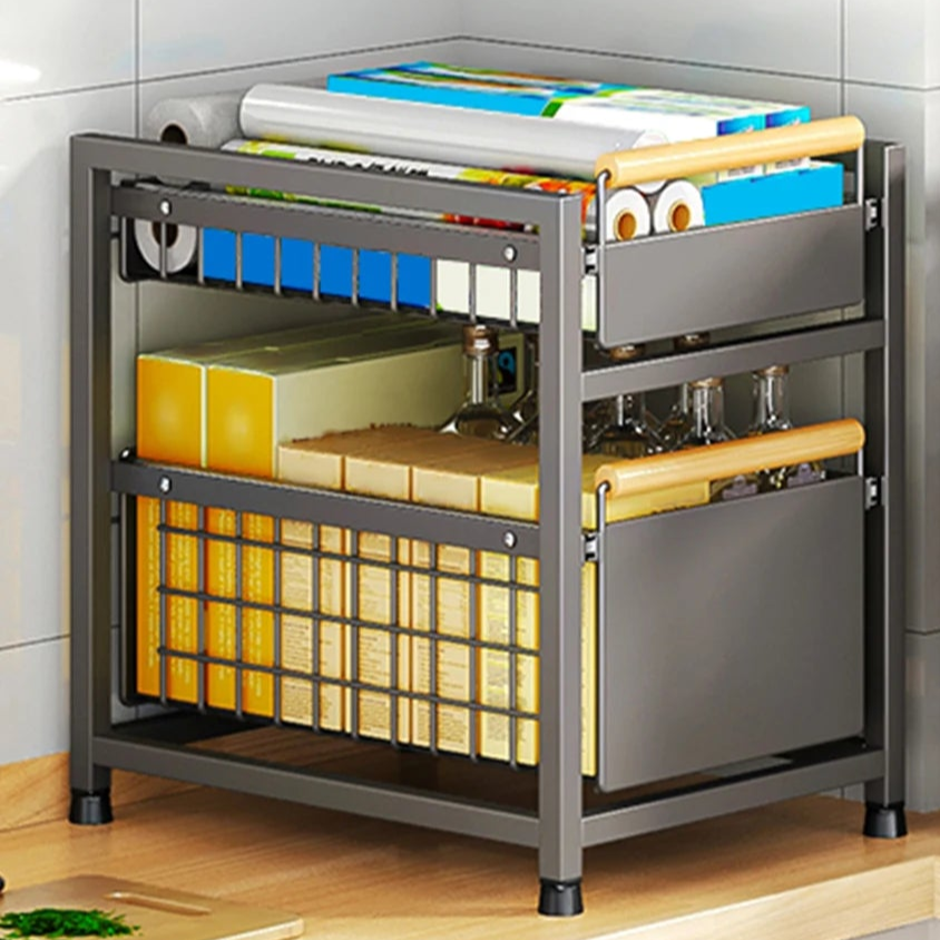 Royallure Pull-Out Kitchen Cabinet Storage Rack 1/2 Tier Slide-Out Organizer