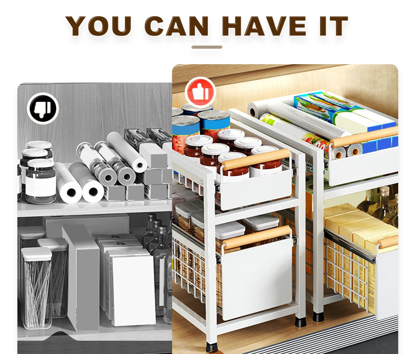 Royallure 2-Tier Under Sink Organizer – Slide-Out Kitchen Storage Rack for Pantry Organization and Spice Storage 5