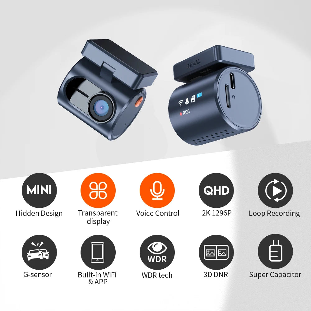 Royallure 2K Mini Dash Cam for Car with WiFi, Voice Control & Colorful Night Vision – Compact, Discreet Design 2