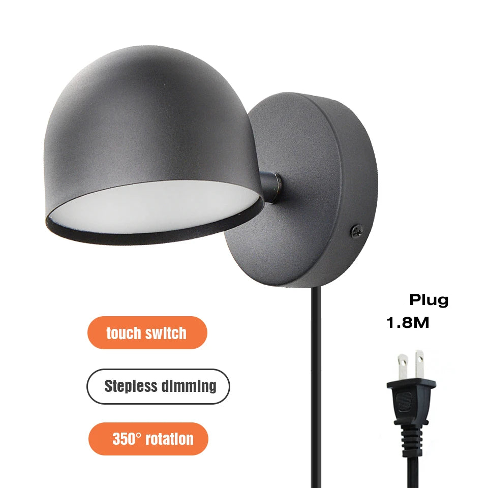 Royallure LED Indoor Wall Lamp 350° Rotatable with Touch Dimming Switch 9W