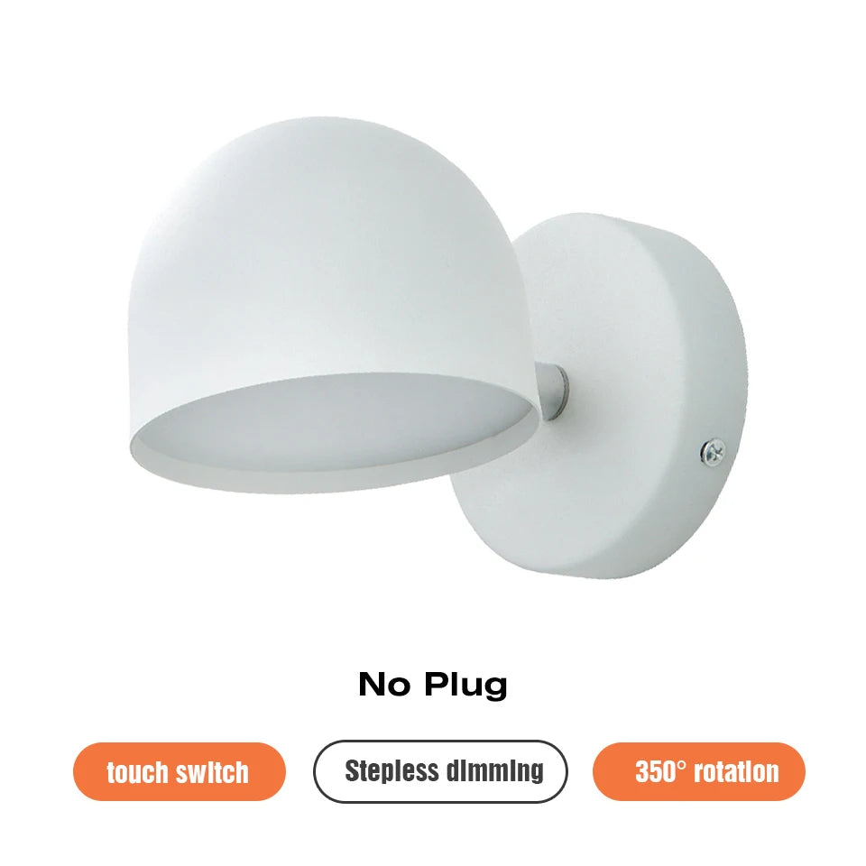 Royallure LED Indoor Wall Lamp 350° Rotatable with Touch Dimming Switch 9W