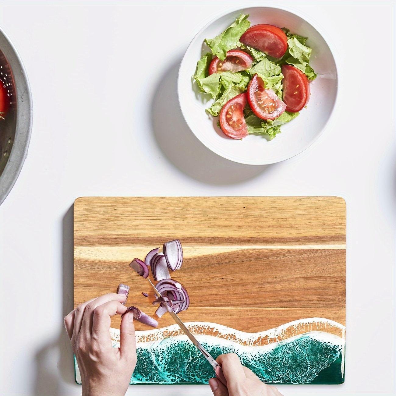 Royallure Acacia Wood Cutting Board with Ocean Resin Inlay - Multi-Purpose Chopping & Serving Tray