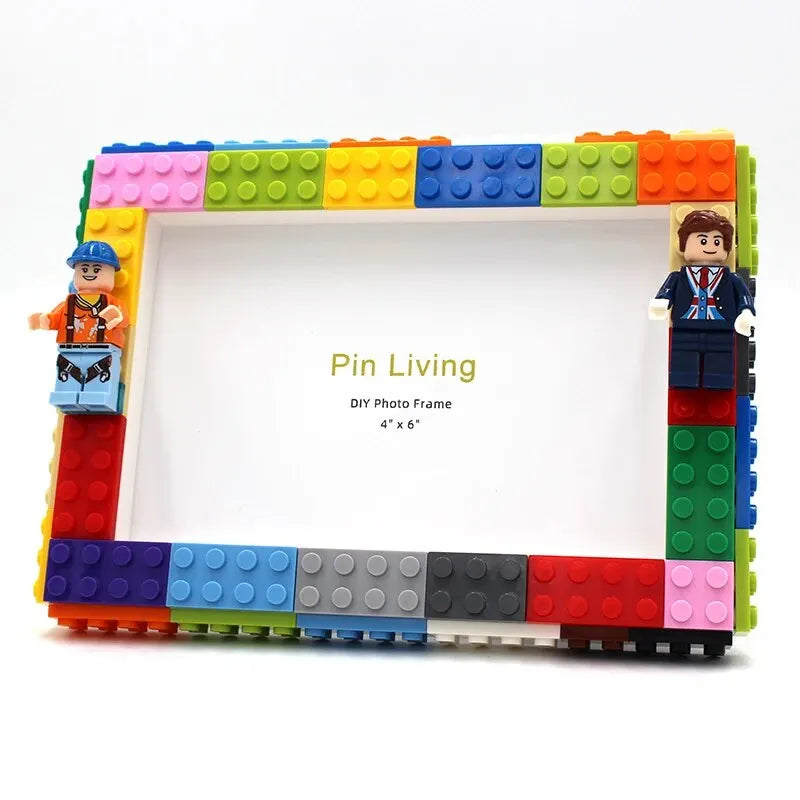 Royallure DIY Colorful Building Blocks Photo Frame – Milky White, Creative Home Decor for Kids, Easy Assembly, 4x6 or 5x7 Inches 2