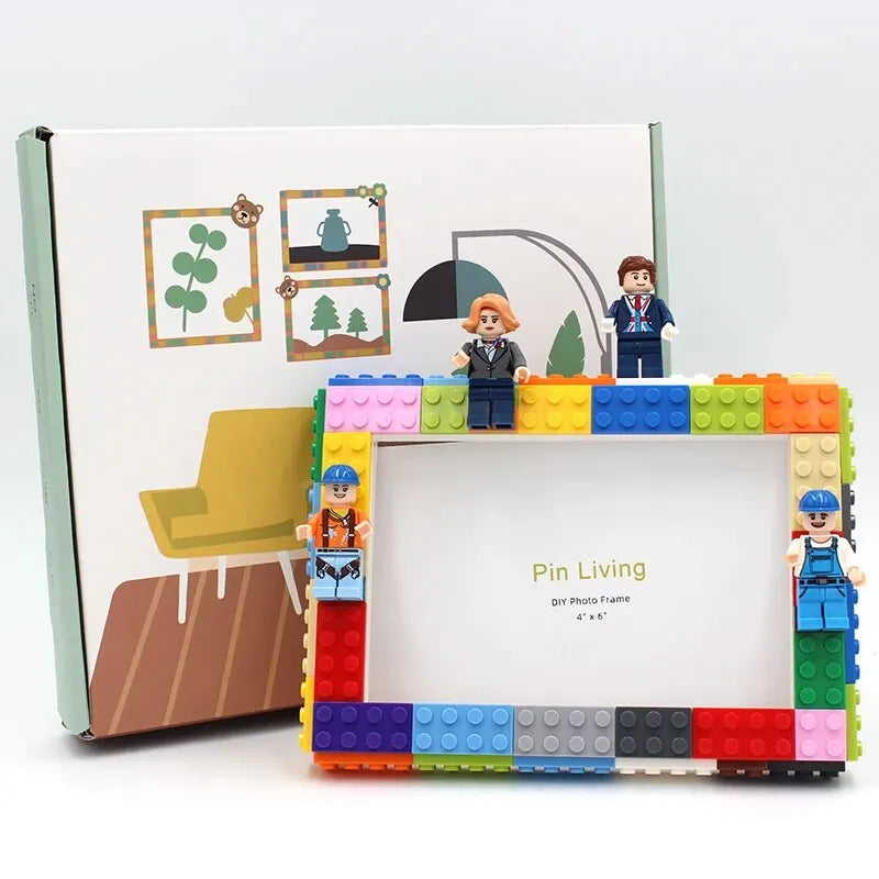 Royallure DIY Colorful Building Blocks Photo Frame – Milky White, Creative Home Decor for Kids, Easy Assembly, 4x6 or 5x7 Inches 5