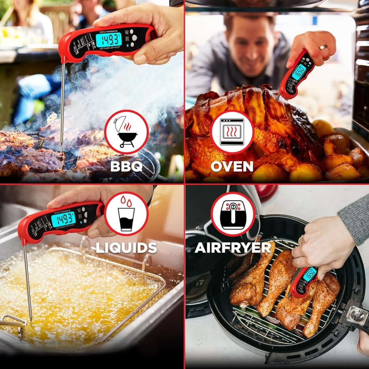 Royallure Digital Meat Thermometer with Backlit Display – Fast Accurate Food Thermometer for BBQ, Baking, and Frying 1