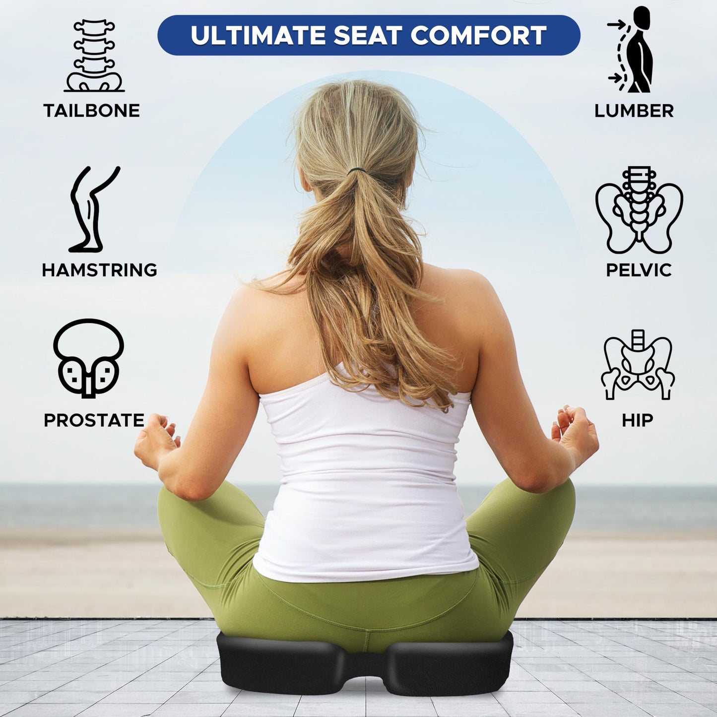 Royallure Gel Memory Foam Seat Cushion for Sciatica Relief – Ergonomic, Anti-Slip, Portable Design for Ultimate Comfort 3