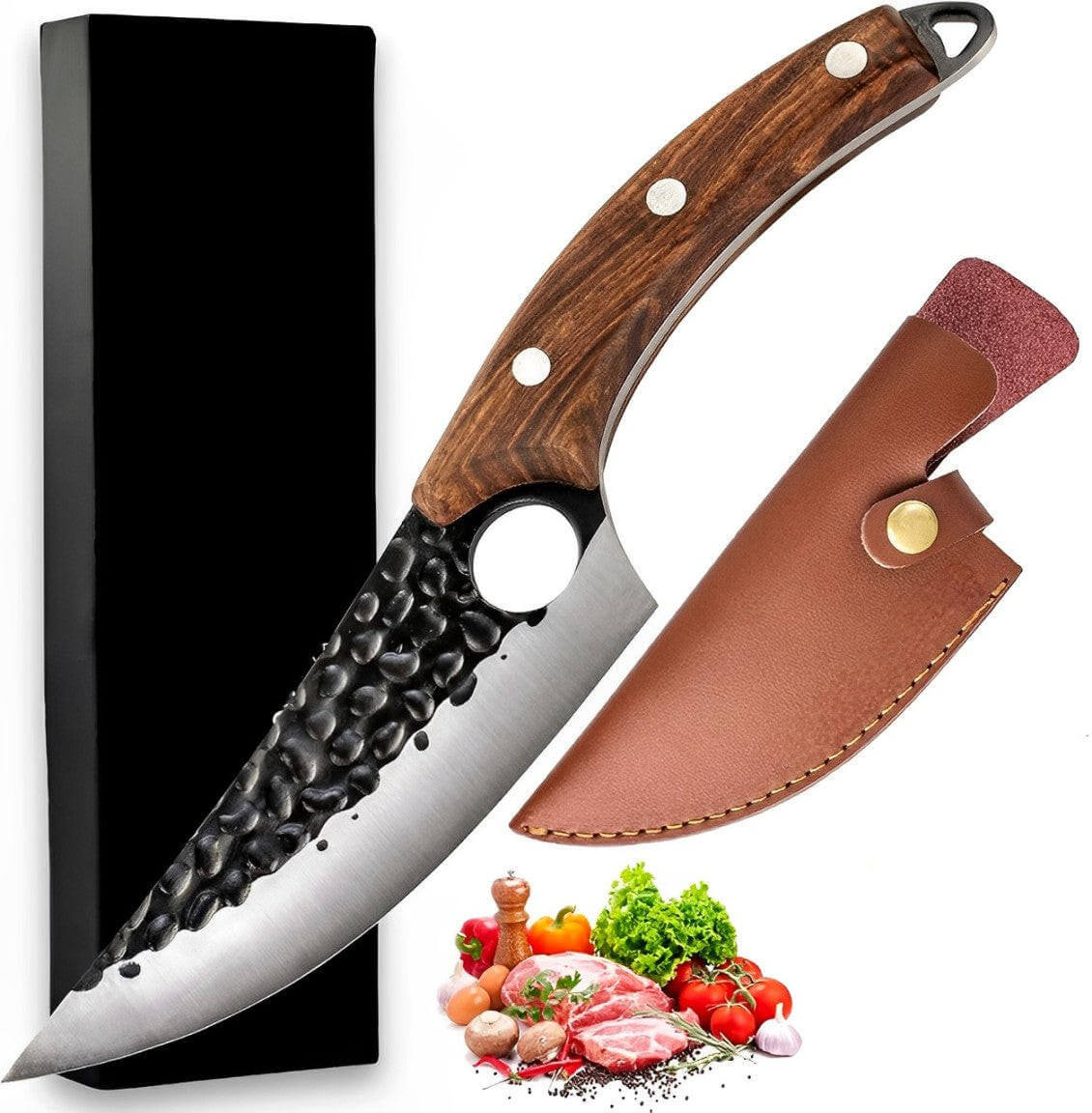Royallure Handcrafted Japanese Kitchen Knife – 8-Inch High-Carbon Stainless Steel Blade with Cherry Wood Handle 0