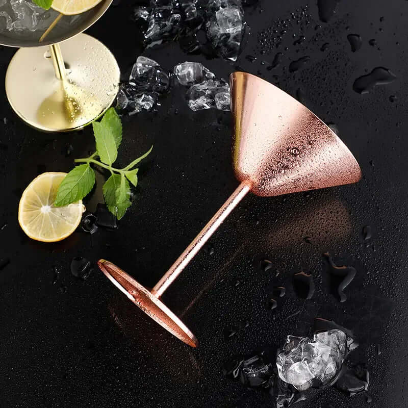 Royallure Insulated Stainless Steel Martini Glasses – Shatterproof Drinkware in Gold, Rose Gold, Silver, 240ml Capacity 2