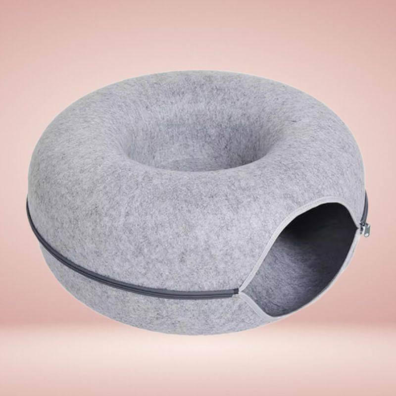 Royallure Interactive Donut Cat Cave Bed with Tunnel – Cozy Cat Bed for Play and Relaxation 0